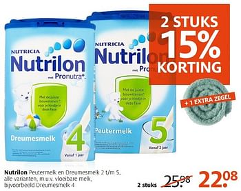Aanbiedingen Nutrilon peutermelk en dreumesmelk - Nutrilon - Geldig van 14/11/2016 tot 20/11/2016 bij Etos