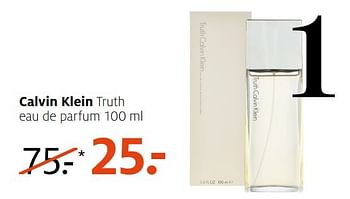 Aanbiedingen Calvin klein truth eau de parfum 100 ml - Calvin Klein - Geldig van 14/11/2016 tot 20/11/2016 bij Etos