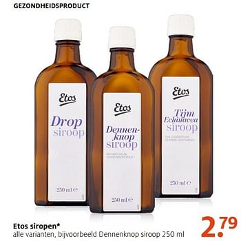 Aanbiedingen Etos siropen dennenknop siroop - Huismerk - Etos - Geldig van 14/11/2016 tot 20/11/2016 bij Etos