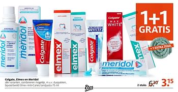 Aanbiedingen Colgate, elmex en meridol elmex anti-caries tandpasta - Elmex - Geldig van 14/11/2016 tot 20/11/2016 bij Etos