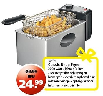 Aanbiedingen Classic deep fryer - Huismerk - Marskramer - Geldig van 24/11/2016 tot 07/12/2016 bij Marskramer