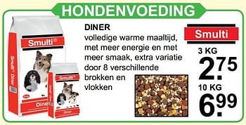 Aanbiedingen Hondenvoeding diner - Smulti - Geldig van 20/11/2016 tot 10/12/2016 bij Van Cranenbroek