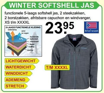 Aanbiedingen Winter softshell jas - Nielsson - Geldig van 20/11/2016 tot 10/12/2016 bij Van Cranenbroek