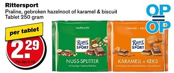 Aanbiedingen Rittersport praline, gebroken hazelnoot of karamel + biscuit tablet - Ritter Sport - Geldig van 12/11/2016 tot 22/11/2016 bij Hoogvliet