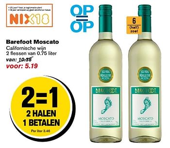 Aanbiedingen Barefoot moscato californische wijn - Witte wijnen - Geldig van 12/11/2016 tot 22/11/2016 bij Hoogvliet
