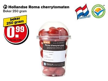 Aanbiedingen Hollandse roma cherrytomaten - Huismerk - Hoogvliet - Geldig van 12/11/2016 tot 22/11/2016 bij Hoogvliet