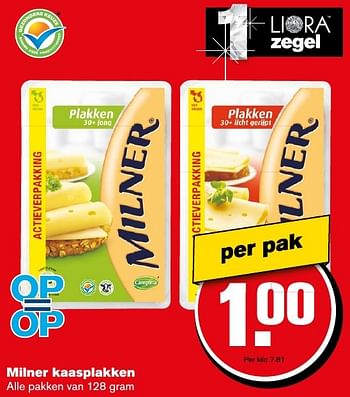 Aanbiedingen Milner kaasplakken - Milner - Geldig van 12/11/2016 tot 22/11/2016 bij Hoogvliet