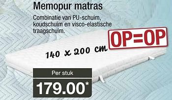 Aanbiedingen Memopur matras - Huismerk - Aldi - Geldig van 16/11/2016 tot 20/11/2016 bij Aldi