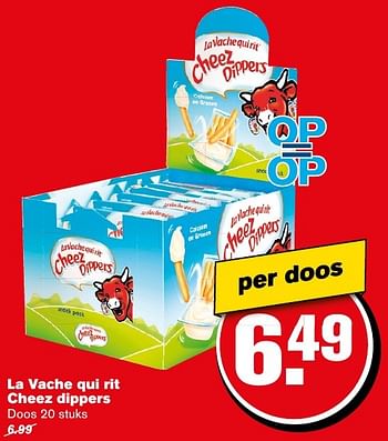 Aanbiedingen La vache qui rit cheez dippers - La Vache Qui Rit - Geldig van 12/11/2016 tot 22/11/2016 bij Hoogvliet