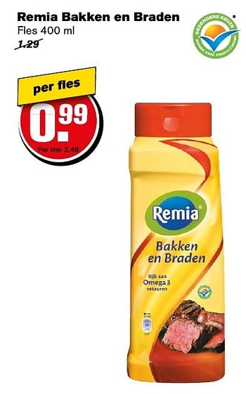 Aanbiedingen Remia bakken en braden - Remia - Geldig van 12/11/2016 tot 22/11/2016 bij Hoogvliet
