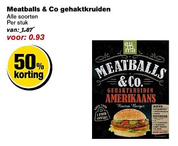 Aanbiedingen Meatballs + co gehaktkruiden - Meatballs &amp; Co - Geldig van 12/11/2016 tot 22/11/2016 bij Hoogvliet