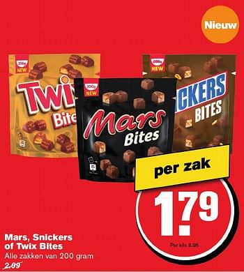Aanbiedingen Mars, snickers of twix bites - Mars Snacks - Geldig van 12/11/2016 tot 22/11/2016 bij Hoogvliet