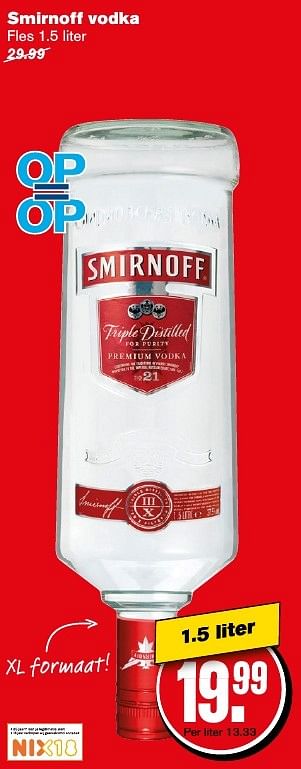 Aanbiedingen Smirnoff vodka - Smirnoff - Geldig van 12/11/2016 tot 22/11/2016 bij Hoogvliet