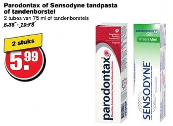 Aanbiedingen Parodontax of sensodyne tandpasta of tandenborstel - Parodontax - Geldig van 12/11/2016 tot 22/11/2016 bij Hoogvliet