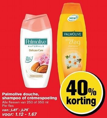 Aanbiedingen Palmolive douche, shampoo of crèmespoeling - Palmolive - Geldig van 12/11/2016 tot 22/11/2016 bij Hoogvliet