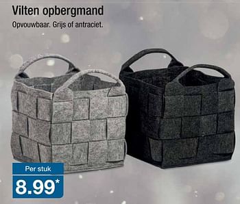 Aanbiedingen Vilten opbergmand - Huismerk - Aldi - Geldig van 16/11/2016 tot 20/11/2016 bij Aldi