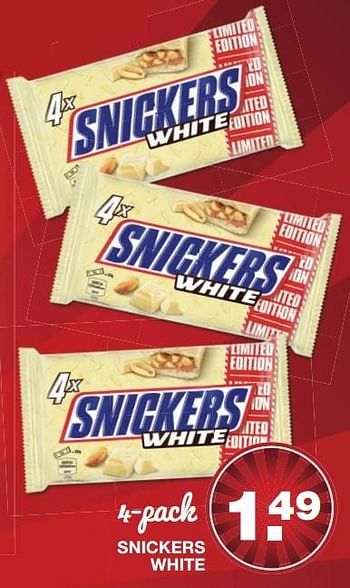 Aanbiedingen Snickers white - Snickers - Geldig van 16/11/2016 tot 20/11/2016 bij Aldi