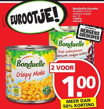 Aanbiedingen Bonduelle groente - Bonduelle - Geldig van 20/11/2016 tot 26/11/2016 bij Plus