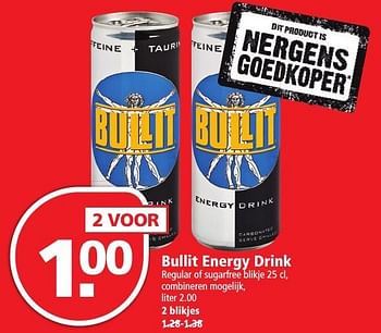 Aanbiedingen Bullit energy drink - Bullit - Geldig van 20/11/2016 tot 26/11/2016 bij Plus