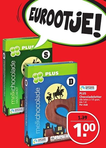 Aanbiedingen Plus chocoladeletter - Huismerk - Plus - Geldig van 20/11/2016 tot 26/11/2016 bij Plus