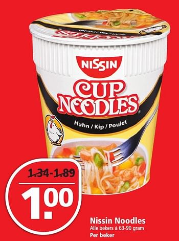 Aanbiedingen Nissin noodles - Nissin - Geldig van 20/11/2016 tot 26/11/2016 bij Plus