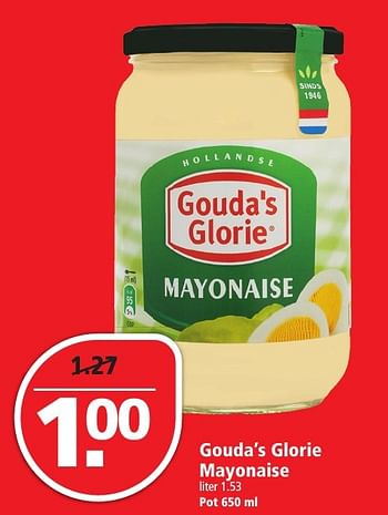 Aanbiedingen Gouda`s glorie mayonaise - Gouda's Glorie - Geldig van 20/11/2016 tot 26/11/2016 bij Plus