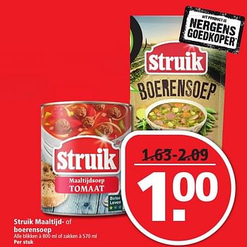 Aanbiedingen Struik maaltijd- of boerensoep - Struik - Geldig van 20/11/2016 tot 26/11/2016 bij Plus