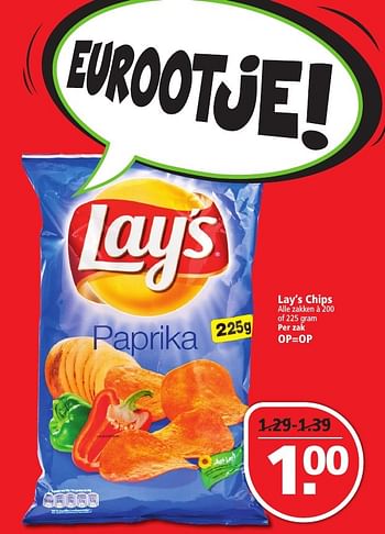 Aanbiedingen Lay`s chips - Lay's - Geldig van 20/11/2016 tot 26/11/2016 bij Plus