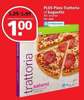 Aanbiedingen Plus pizza trattoria of baguette - Huismerk - Plus - Geldig van 20/11/2016 tot 26/11/2016 bij Plus