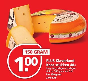 Aanbiedingen Plus klaverland kaas stukken 48+ - Huismerk - Plus - Geldig van 20/11/2016 tot 26/11/2016 bij Plus