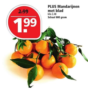 Aanbiedingen Plus mandarijnen met blad - Huismerk - Plus - Geldig van 20/11/2016 tot 26/11/2016 bij Plus