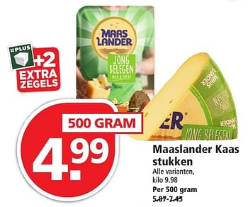 Aanbiedingen Maaslander kaas stukken - Maaslander - Geldig van 20/11/2016 tot 26/11/2016 bij Plus