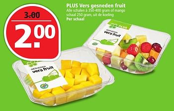 Aanbiedingen Plus vers gesneden fruit - Huismerk - Plus - Geldig van 20/11/2016 tot 26/11/2016 bij Plus