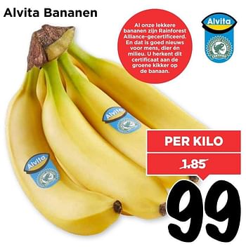 Aanbiedingen Alvita bananen - Huismerk Vomar - Geldig van 20/11/2016 tot 26/11/2016 bij Vomar