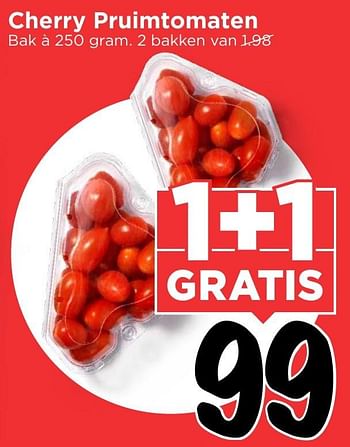 Aanbiedingen Cherry pruimtomaten - Huismerk Vomar - Geldig van 20/11/2016 tot 26/11/2016 bij Vomar