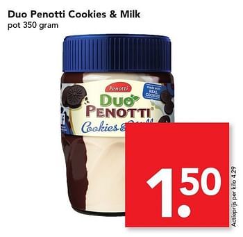 Aanbiedingen Duo penotti cookies + milk - Penotti - Geldig van 20/11/2016 tot 26/11/2016 bij Deen Supermarkten
