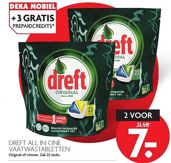 Aanbiedingen Dreft all in one vaatwastabletten - Dreft - Geldig van 20/11/2016 tot 26/11/2016 bij Deka Markt