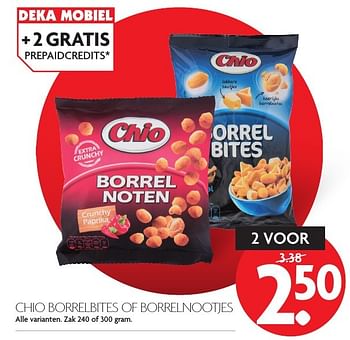 Aanbiedingen Chio borrelbites of borrelnootjes - Chio - Geldig van 20/11/2016 tot 26/11/2016 bij Deka Markt