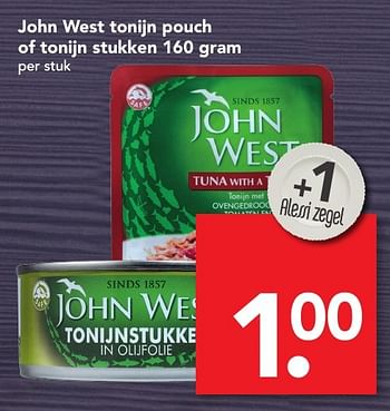 Aanbiedingen John west tonijn pouch of tonijn stukken - John West - Geldig van 20/11/2016 tot 26/11/2016 bij Deen Supermarkten