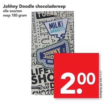 Aanbiedingen Johhny doodle chocoladereep - Johhny Doodle - Geldig van 20/11/2016 tot 26/11/2016 bij Deen Supermarkten