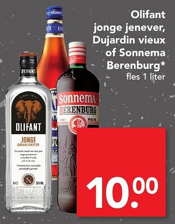 Aanbiedingen Olifant jonge jenever, dujardin vieux of sonnema berenburg - Huismerk deen supermarkt - Geldig van 20/11/2016 tot 26/11/2016 bij Deen Supermarkten