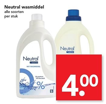 Aanbiedingen Neutral wasmiddel - neutral - Geldig van 20/11/2016 tot 26/11/2016 bij Deen Supermarkten