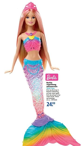 Aanbiedingen Barbie regenboog zeemeermin - Mattel - Geldig van 12/11/2016 tot 27/11/2016 bij Bart Smit