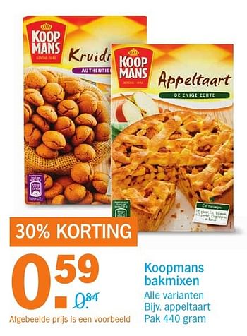 Aanbiedingen Koopmans bakmixen appeltaart - Koopmans - Geldig van 20/11/2016 tot 27/11/2016 bij Albert Heijn