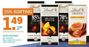 Aanbiedingen Lindt chocolade orange intense noir tablet - Lindt - Geldig van 20/11/2016 tot 27/11/2016 bij Albert Heijn