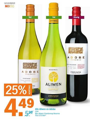 Aanbiedingen Aliwen chardonnay reserva - Witte wijnen - Geldig van 20/11/2016 tot 27/11/2016 bij Albert Heijn
