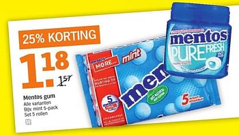 Aanbiedingen Mentos gum - Mentos - Geldig van 20/11/2016 tot 27/11/2016 bij Albert Heijn