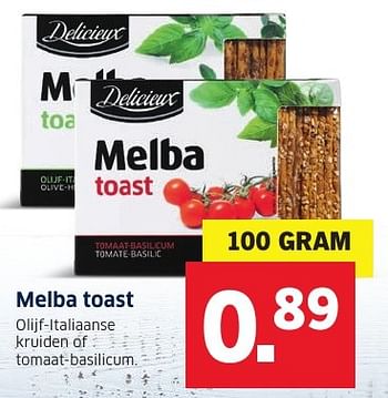 Aanbiedingen Melba toast - Delicieux - Geldig van 20/11/2016 tot 27/11/2016 bij Lidl