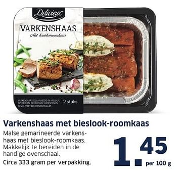 Aanbiedingen Varkenshaas met bieslook-roomkaas - Delicieux - Geldig van 20/11/2016 tot 27/11/2016 bij Lidl