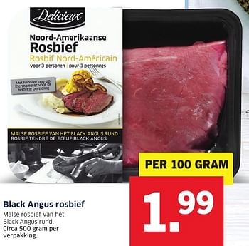 Aanbiedingen Black angus rosbief - Delicieux - Geldig van 20/11/2016 tot 27/11/2016 bij Lidl